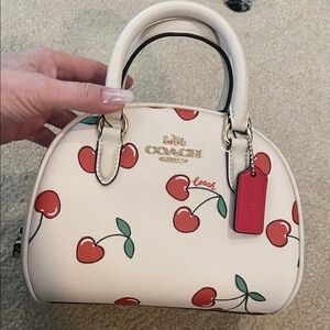 Coach Cream Cherry Print Mini Bag